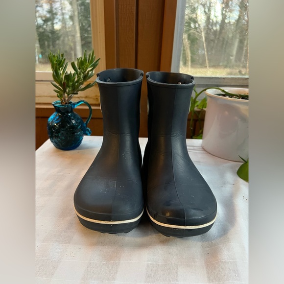 Crocs Jaunt Shorty Pull On Rain Boots Navy Blue Wellies Women's Size 7 - Picture 2 of 7